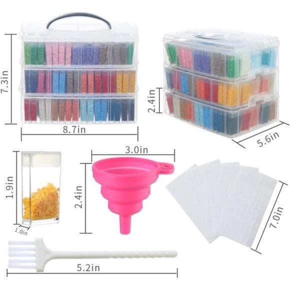 3-Tier Diamond Painting Storage Containers Portable Bead Organizer & Storage Box - Picture 5 of 8